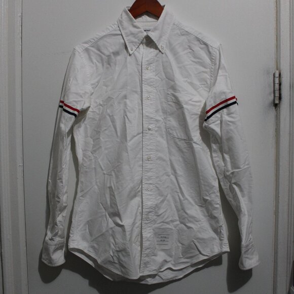 Thom Browne White Button Down Shirt Stripe Armband 2 M - Picture 1 of 10
